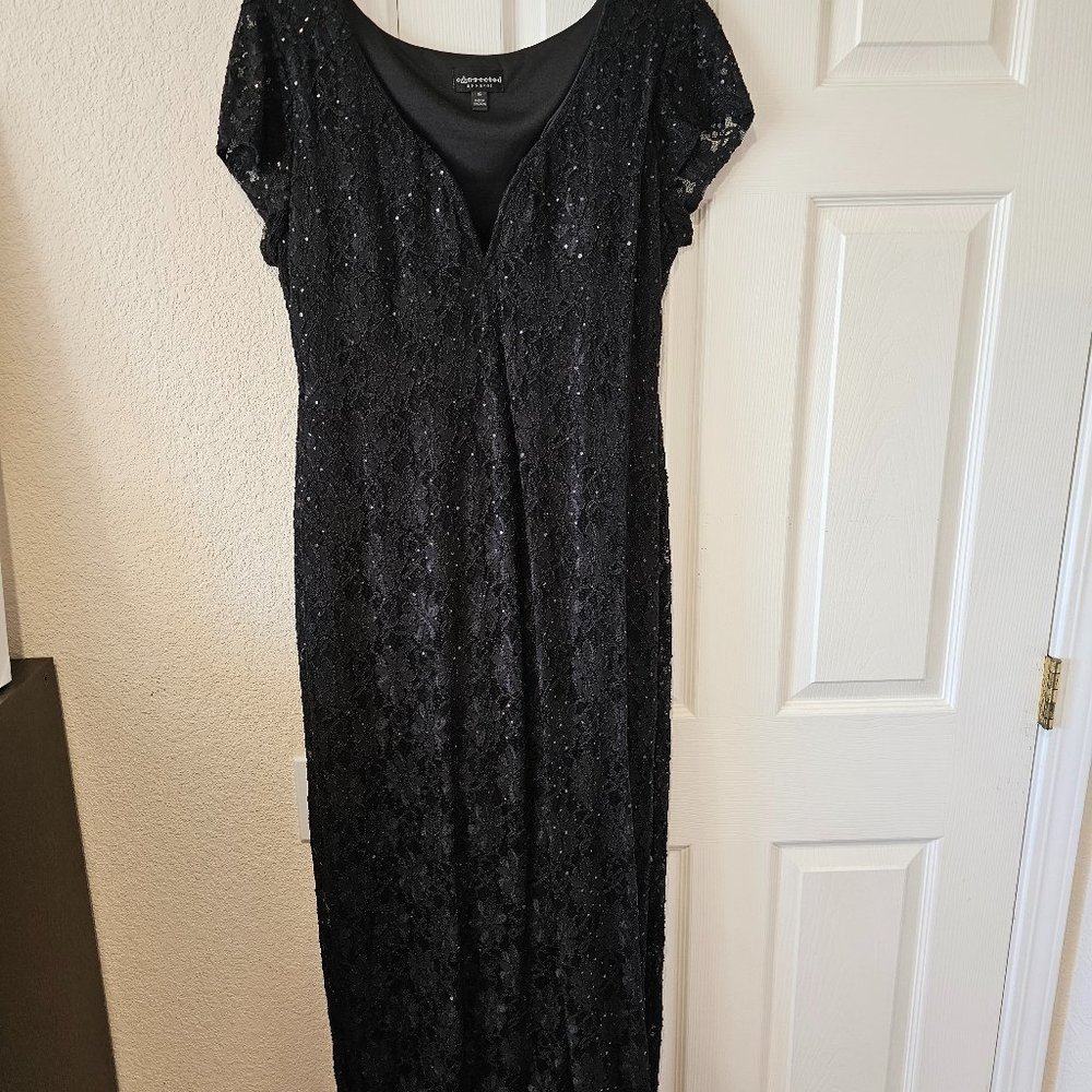 Macy's Long black body con dress Size 16